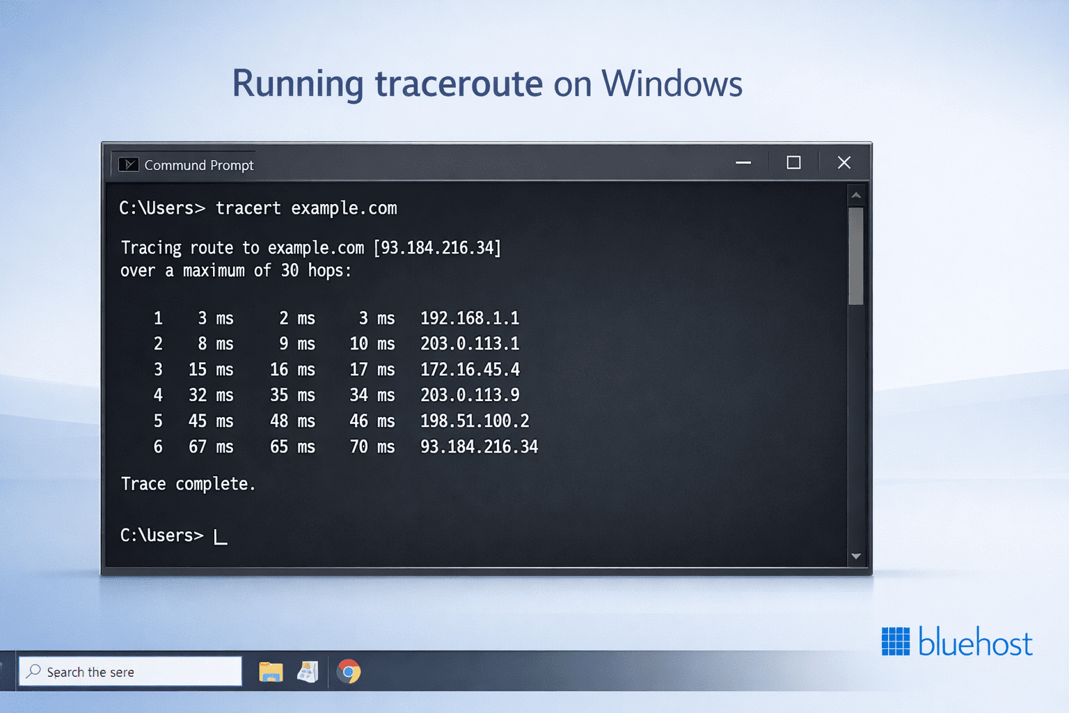 Running traceroute on Windows