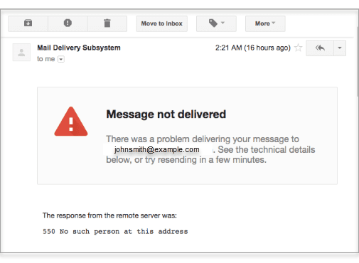 Email marked as spam due to invalid address, showing why emails go to spam and solutions needed