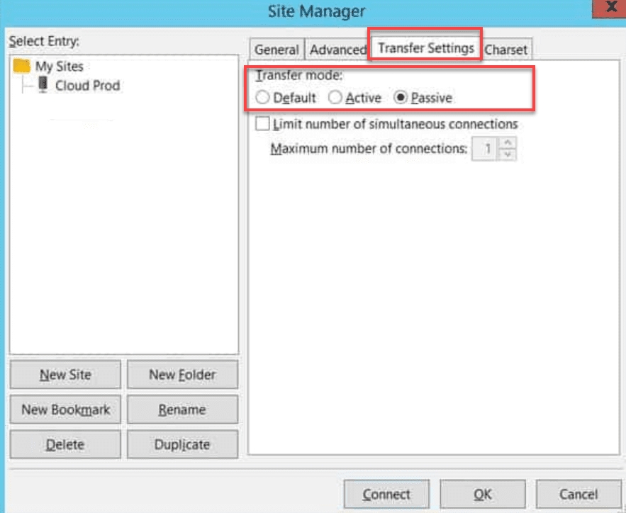 FileZilla transfer settings window used to troubleshoot filezilla upload speed slow issues