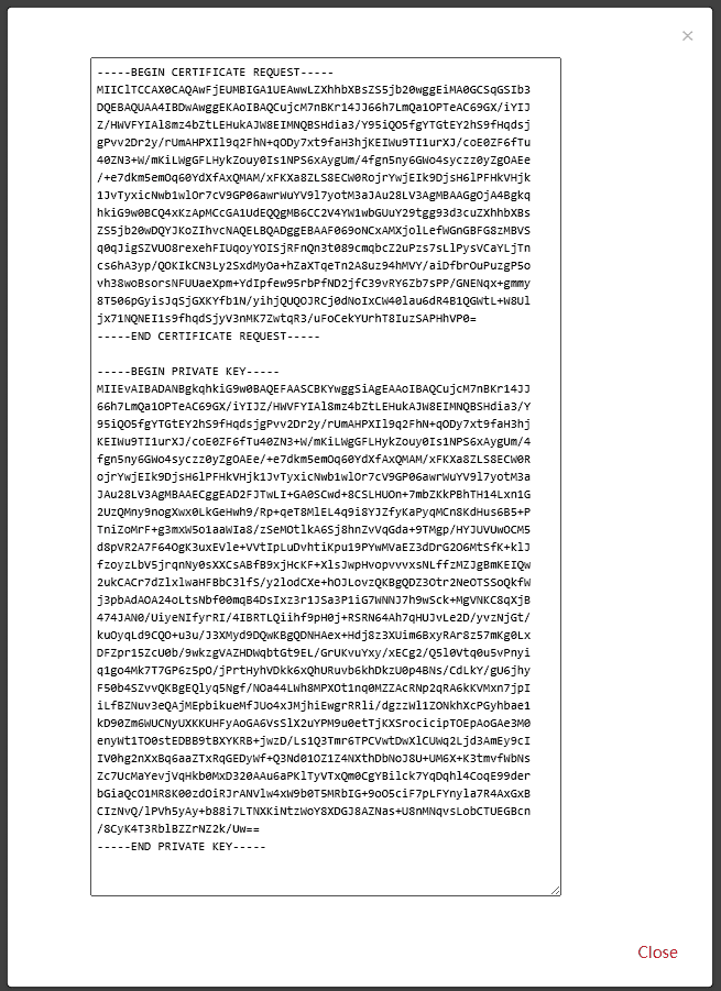 SSL certificate request and private key example for installing third party SSL certificate in cPanel