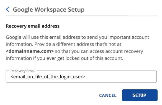setup google workspace recovery email step for business email account, 2026 guide