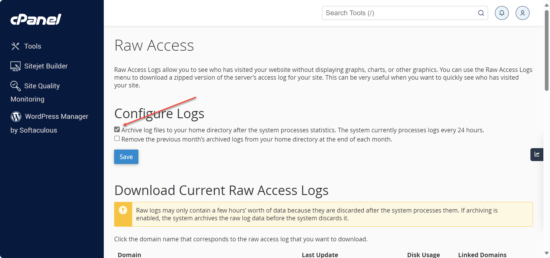 configuration works in cPanel