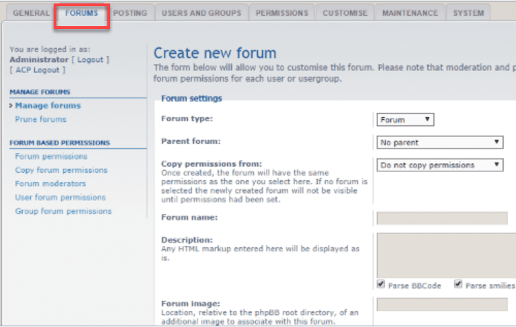 create a phpBB forum