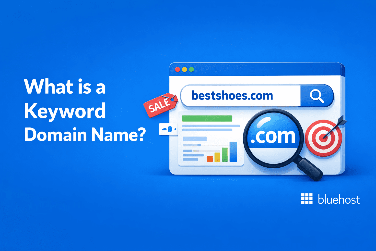 Keyword domains for lead generation with exact match domain and search bar illustration