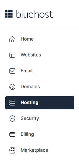 Bluehost dashboard with domains and hosting menu for what is a subdomain SEO beginner guide