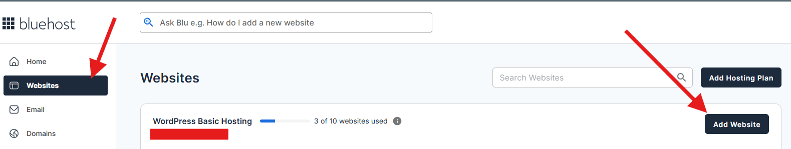 Select Add website from Website tab