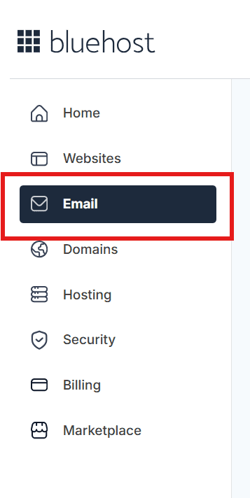 Bluehost setup: create domain-based email for agencies via Email tab