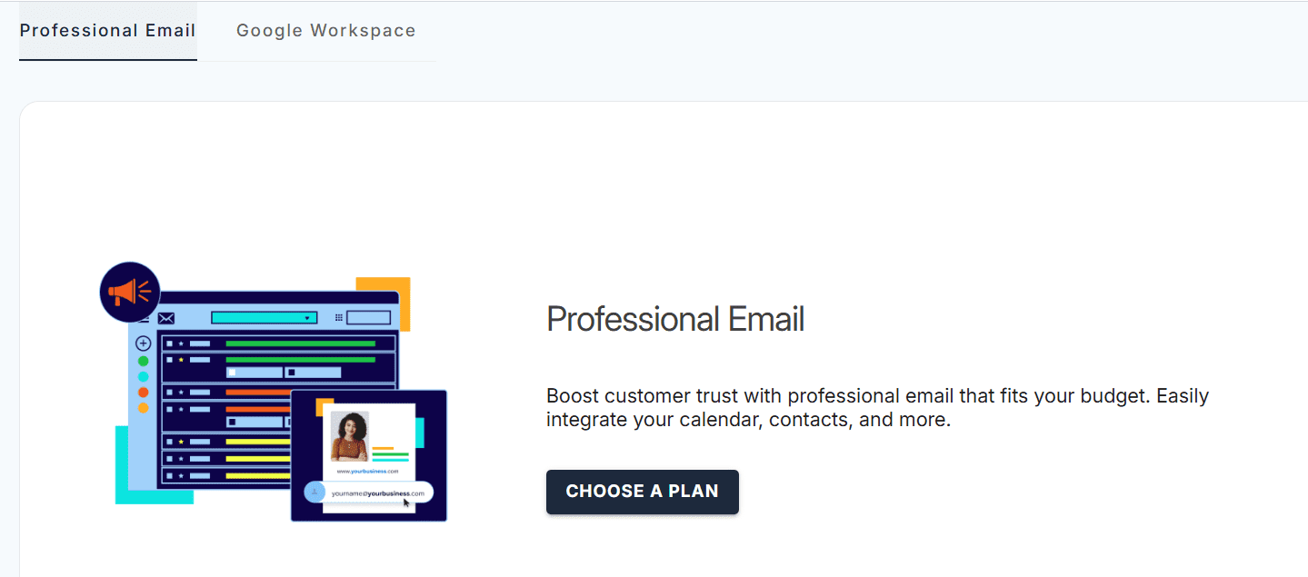 Professional inbox graphic for domain-based email for agencies; get started today