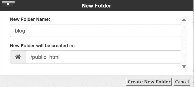 Name new folder as blog