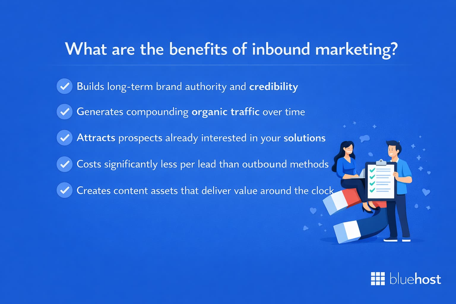 Inbound marketing vs outbound marketing graphic: inbound builds authority and organic traffic