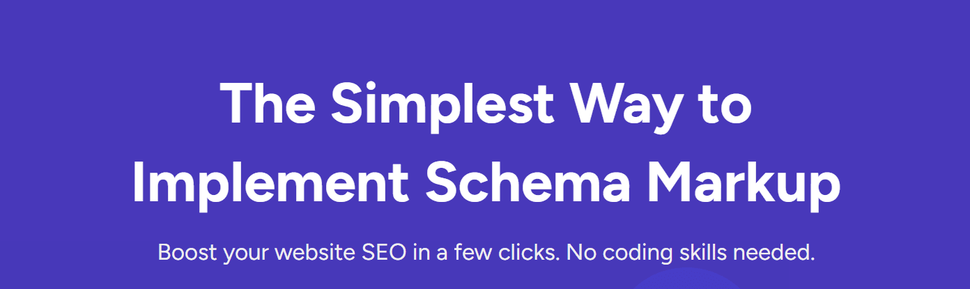 SEO for WordPress: simple schema markup plugin banner promising easy site visibility boost