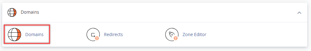 In the cPanel, click on the Domains icon and