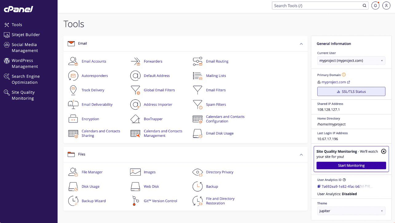 cpanel features