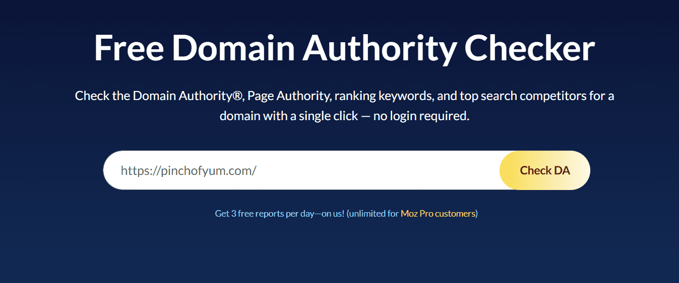 Free Domain Authority checker with URL field to compare domain rating vs domain authority