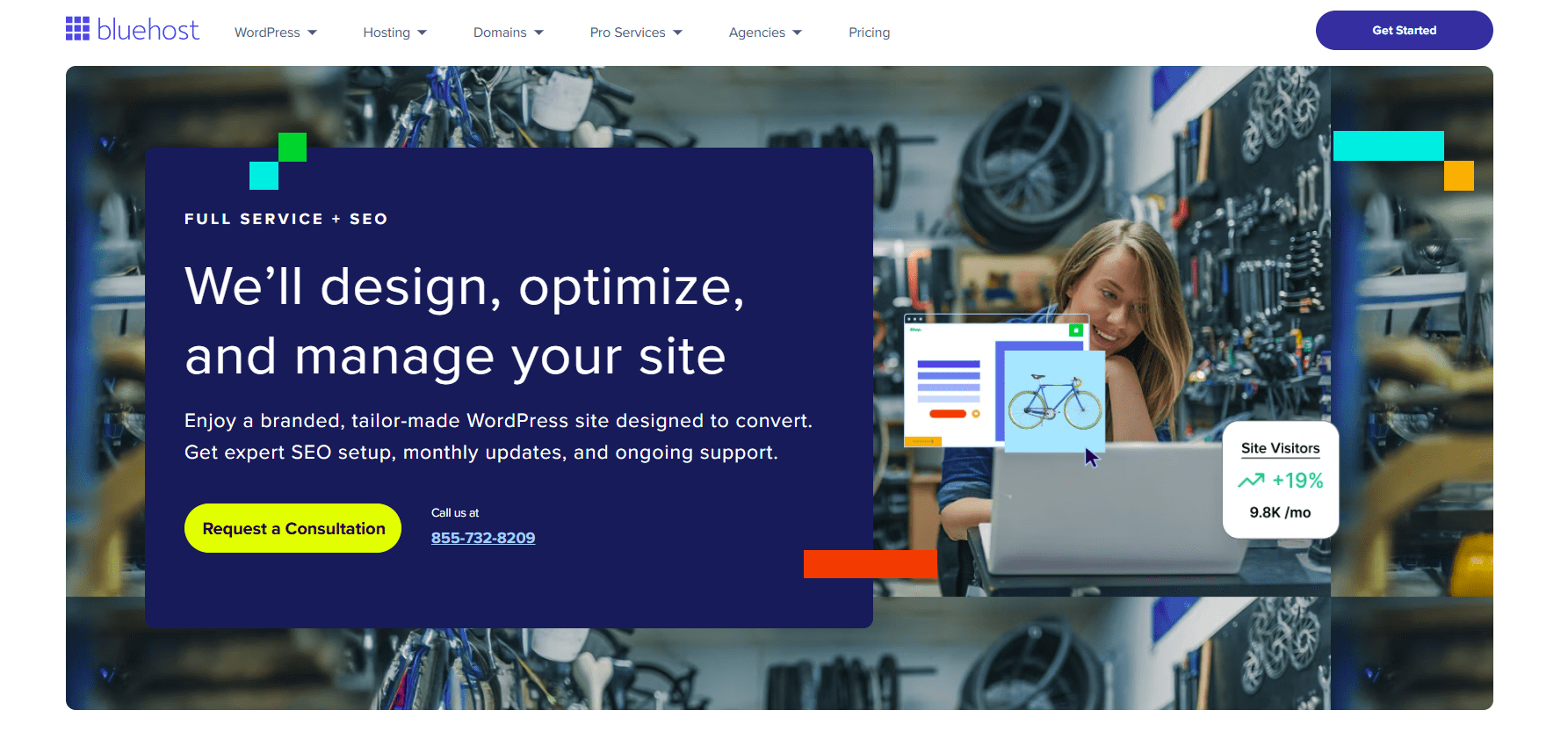 Page authority vs domain authority visual: Bluehost SEO boosts site visitors +19% for a new page