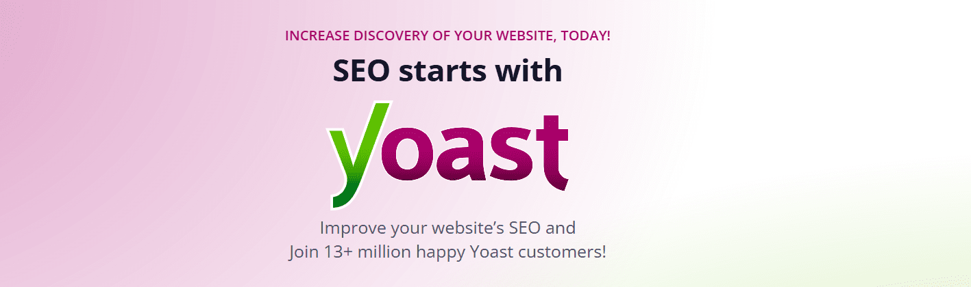 Yoast SEO pricing 2026: banner showing SEO starts with Yoast and customer growth message