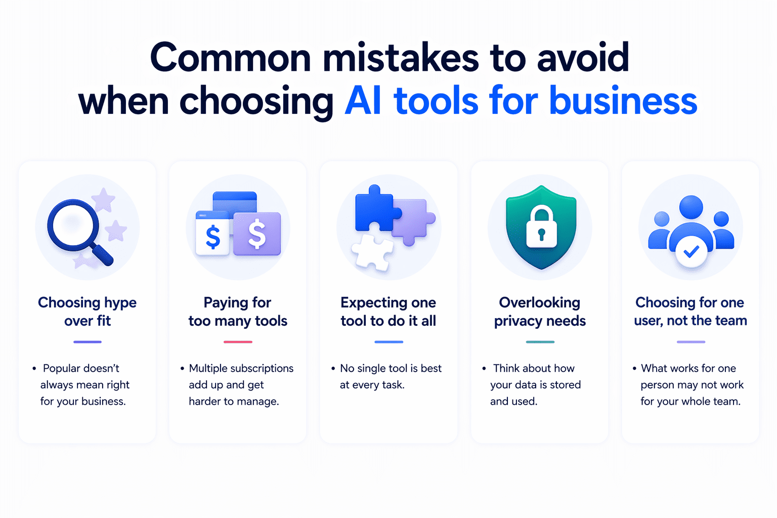 Common mistakes to avoid when choosing AI tools for business