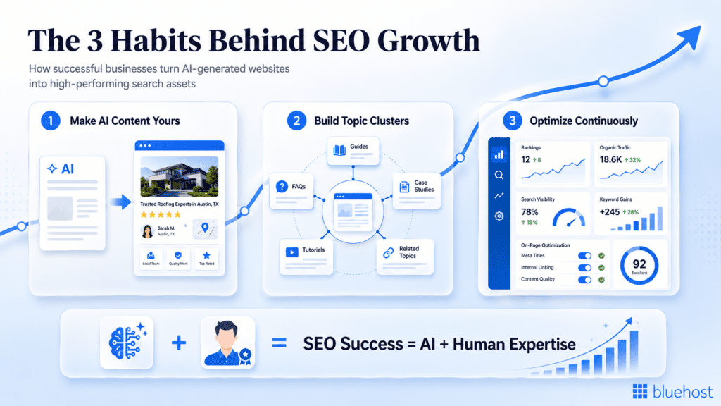 Are AI website builders good for SEO? Visual guide to AI + human habits driving search growth