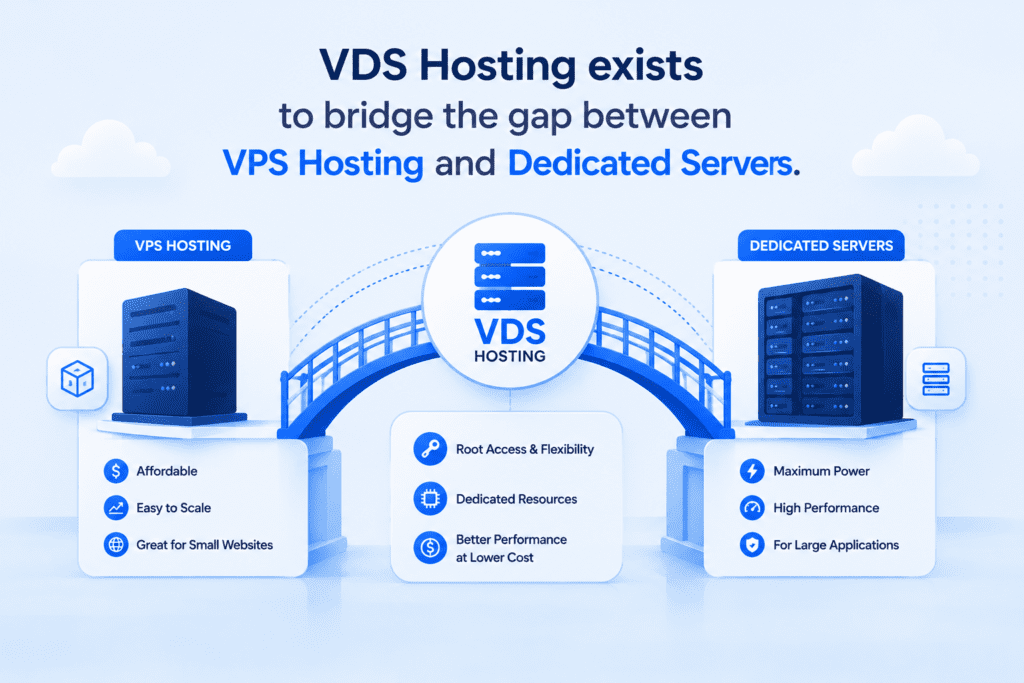 VDS Hosting bridge the gap between VPS and Dedicated.