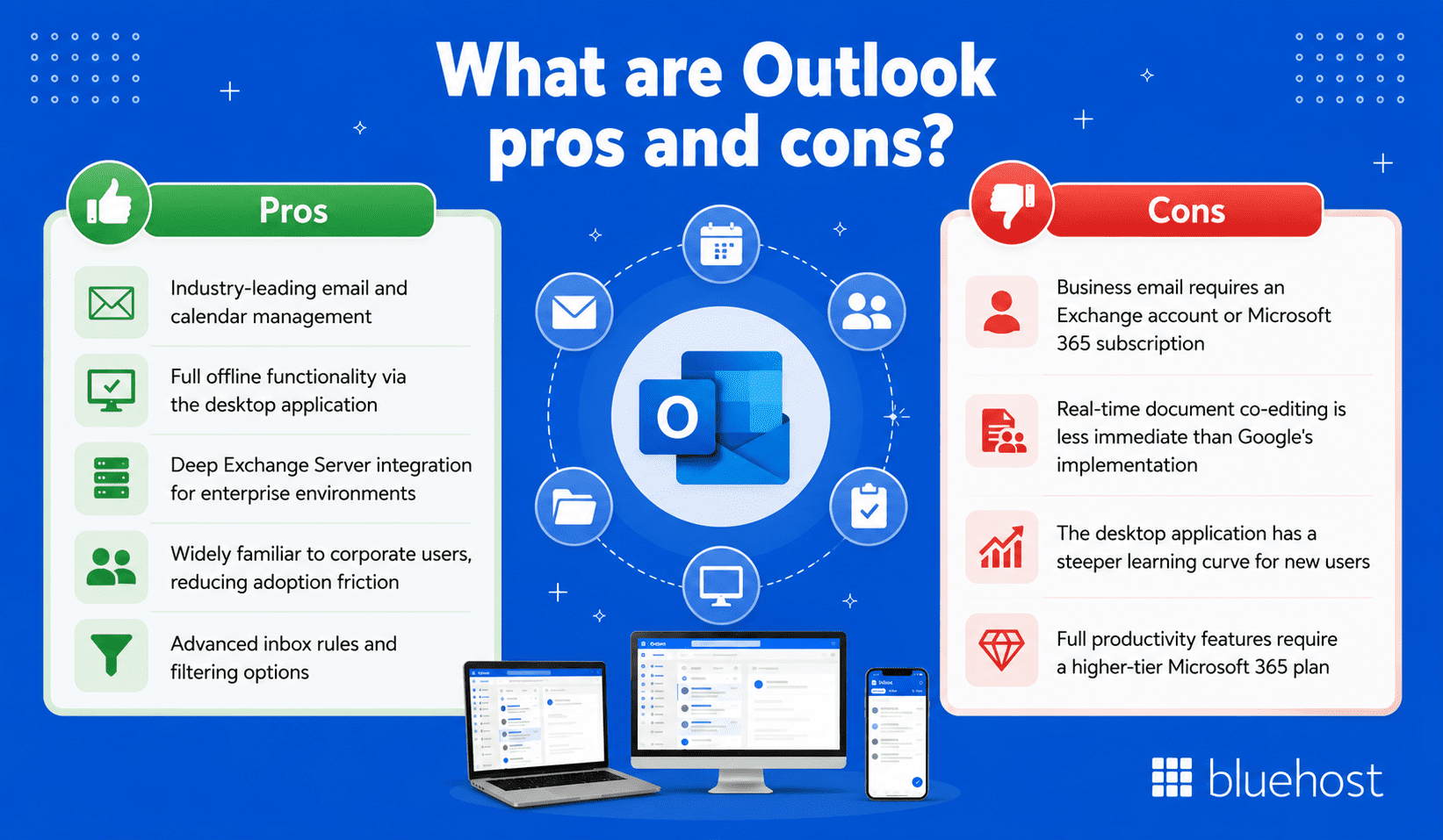 What are Outlook pros and cons?