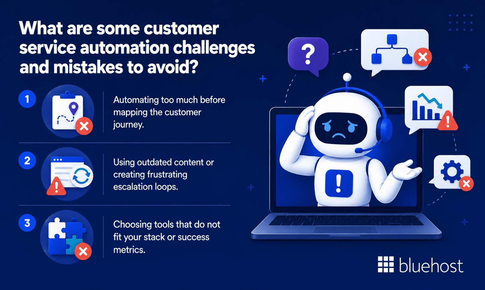 What are some customer service automation challenges and mistakes to avoid?
