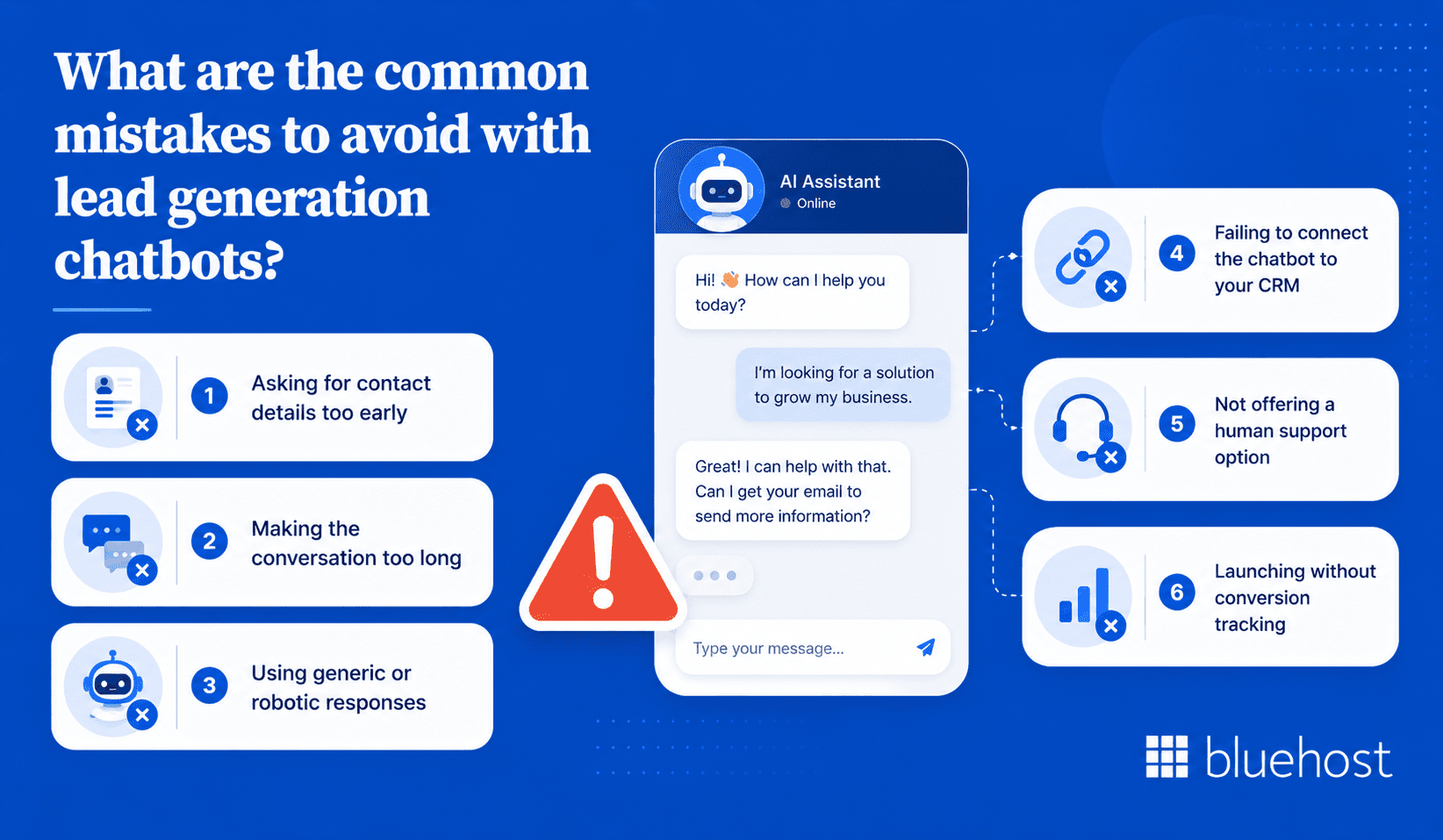 What are the common mistakes to avoid with lead generation chatbots?