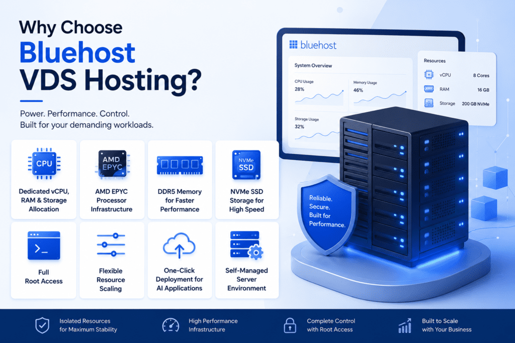 Reasons to choose Bluehost VDS Hosting