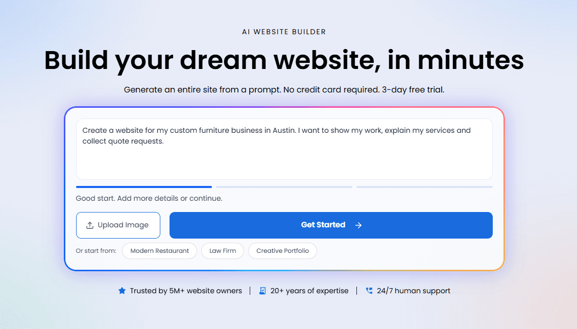 Add prompt to create AI webiste