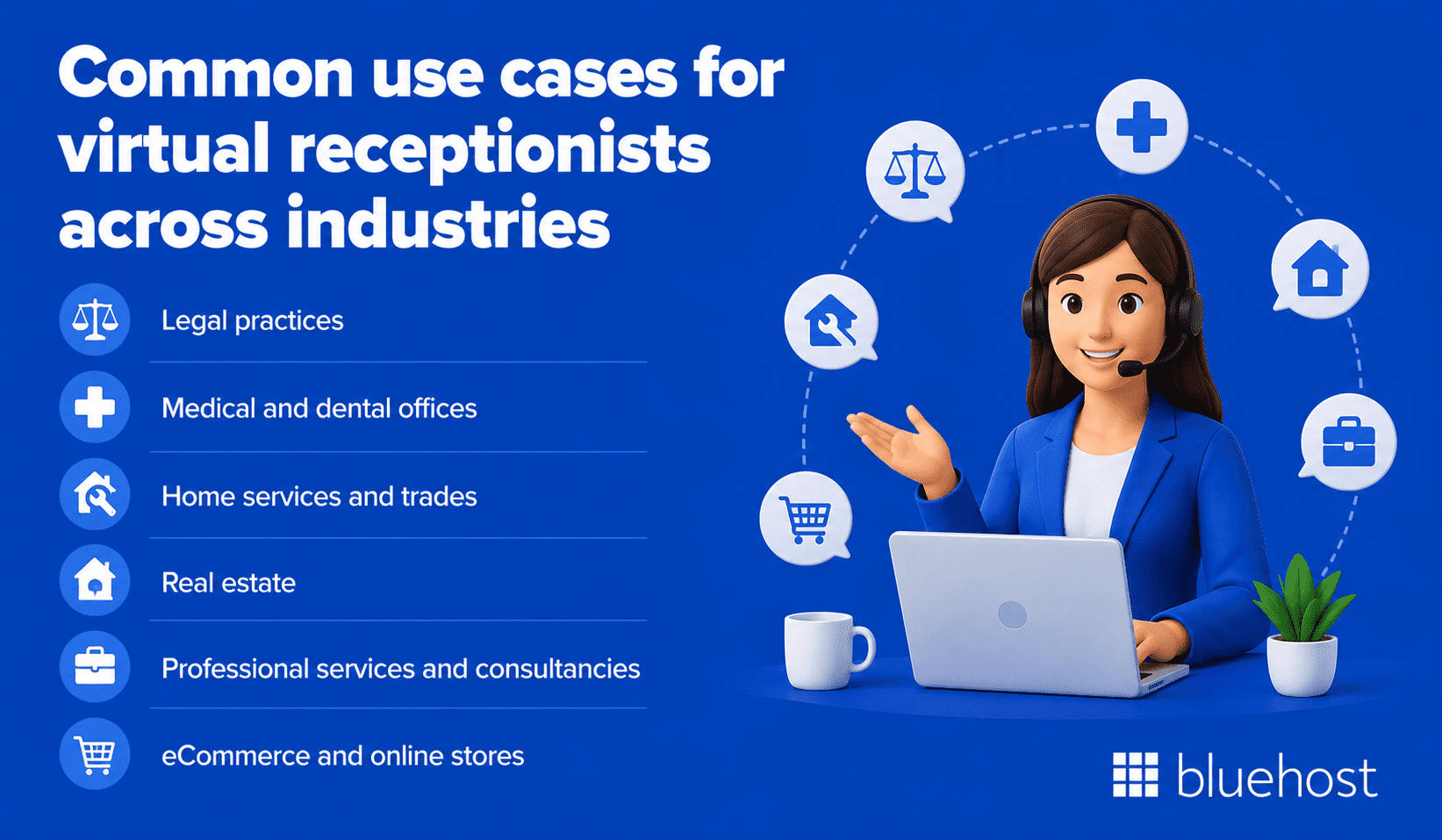 What are the common use cases for virtual receptionists across industries?
