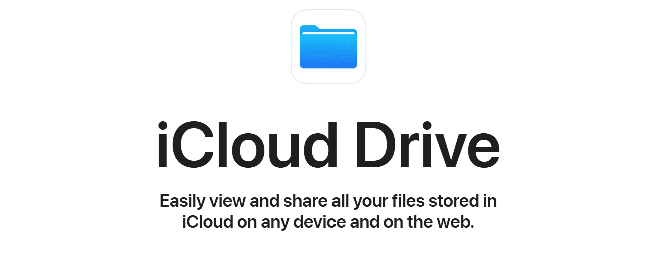 iCloud Drive banner shown in our Google Drive vs Dropbox comparison of cloud features