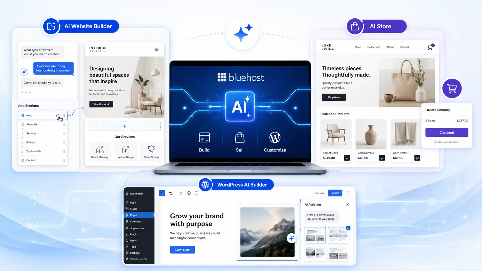 Bluehost AI Website Builder, AI Store and WordPress AI Builder Explained 