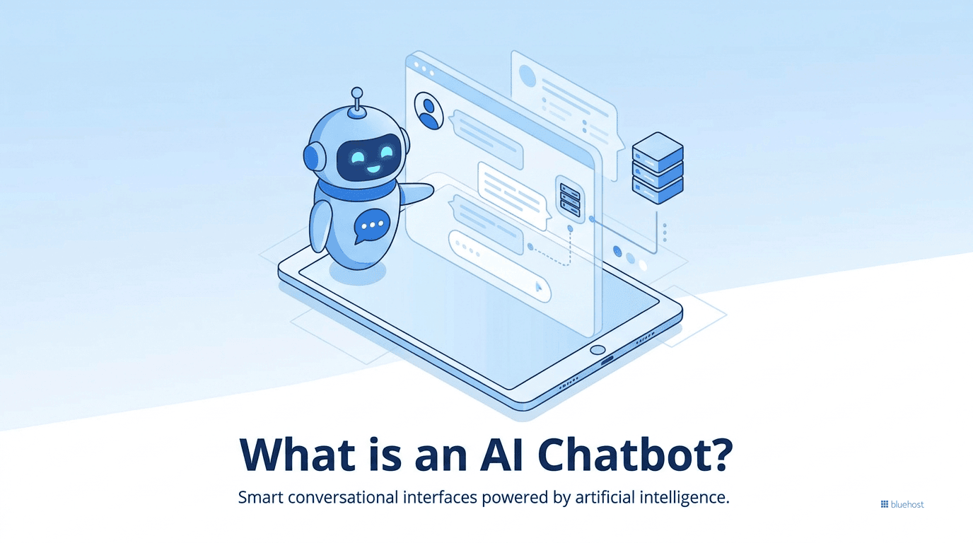 Illustration of a chatbot interface assisting a user—what is an AI chatbot guide