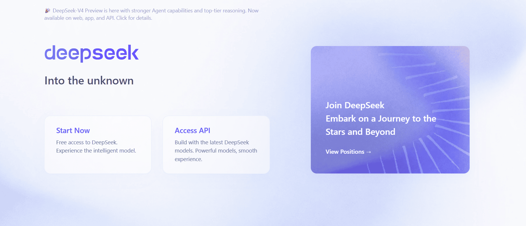 DeepSeek homepage screenshot, featured in our best ChatGPT alternatives for coding and APIs