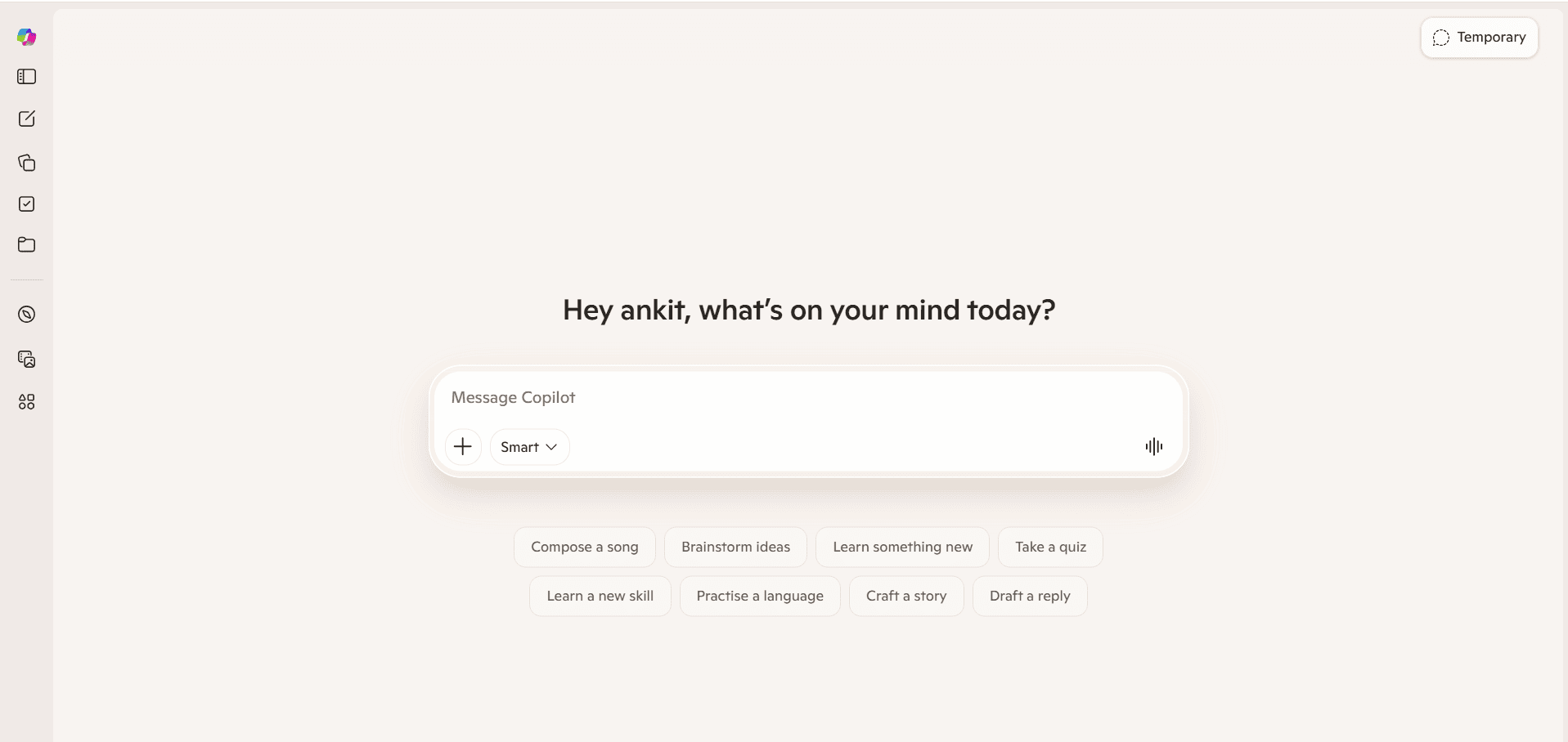 Microsoft Copilot chat homepage, featured in our best ChatGPT alternatives guide
