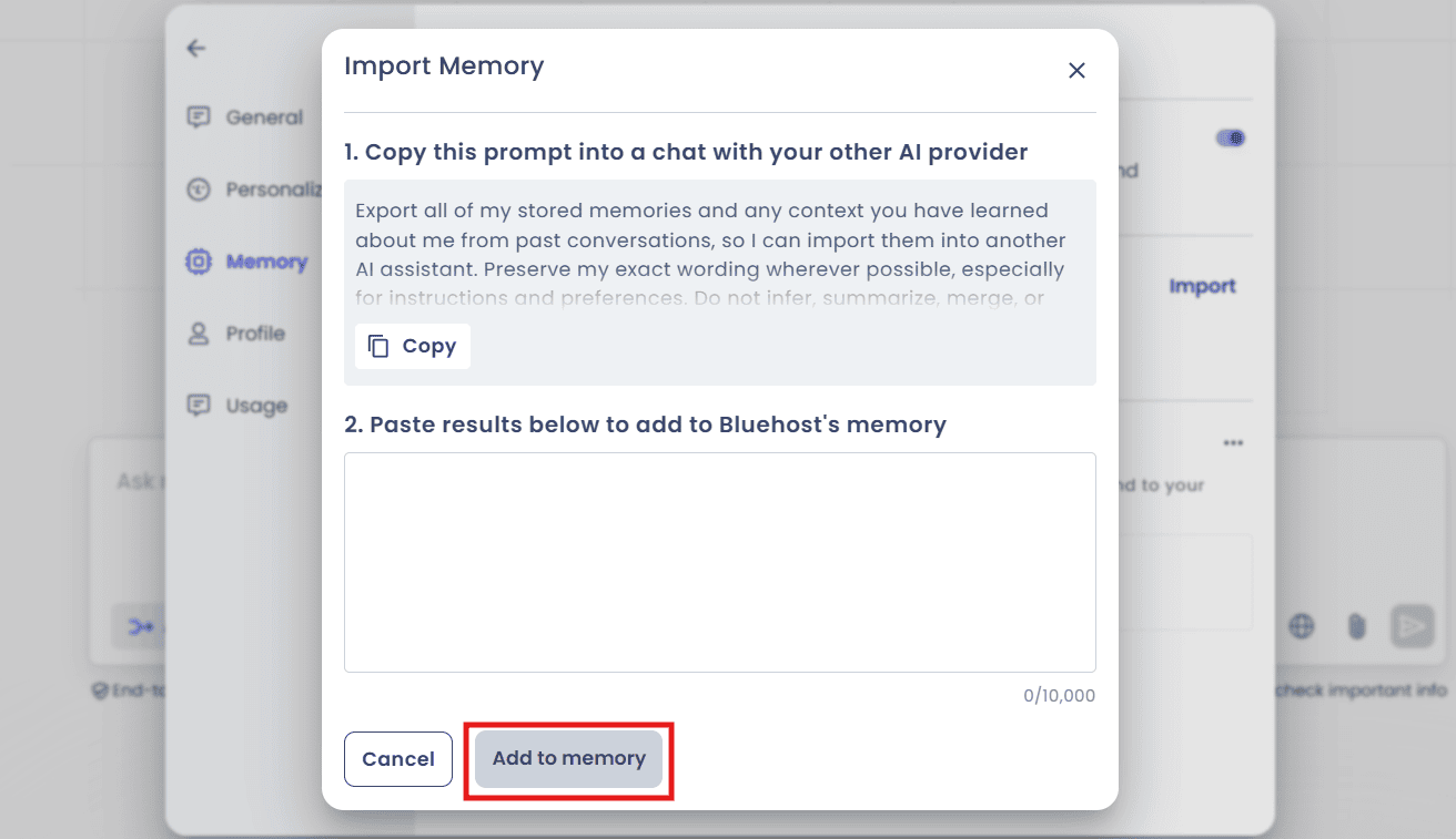 Import memory: bring your context with you