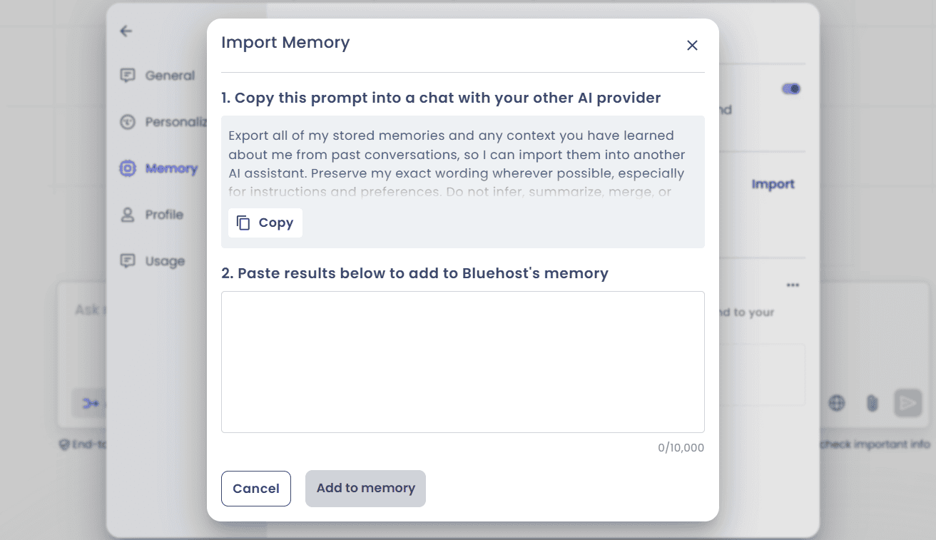 Import memory: bring your context with you