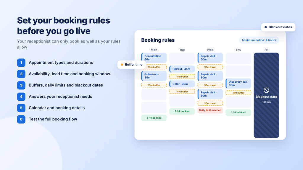 What to set up before you take your first booking