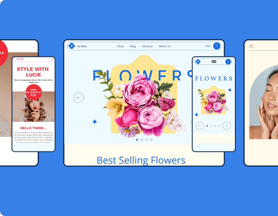 flower shop website in desktop and mobile