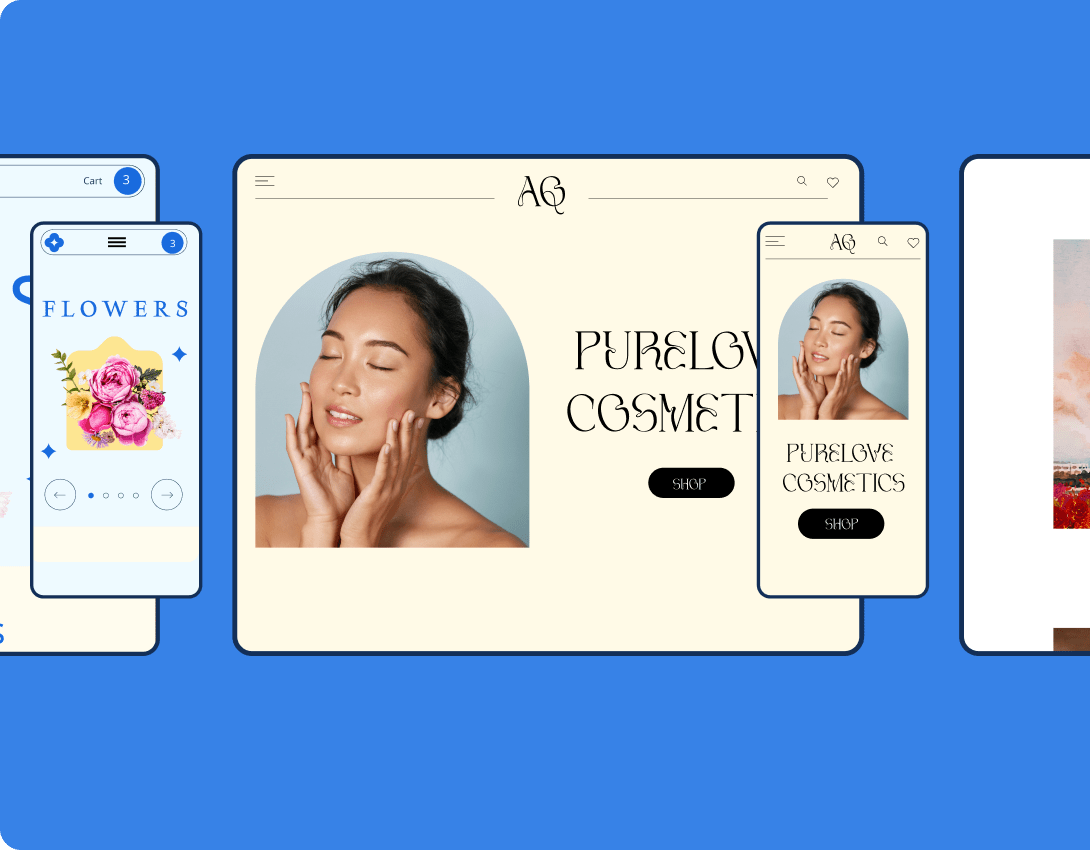cosmetic website in desktop and mobile format