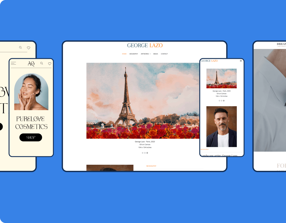 artist website in desktop and mobile format