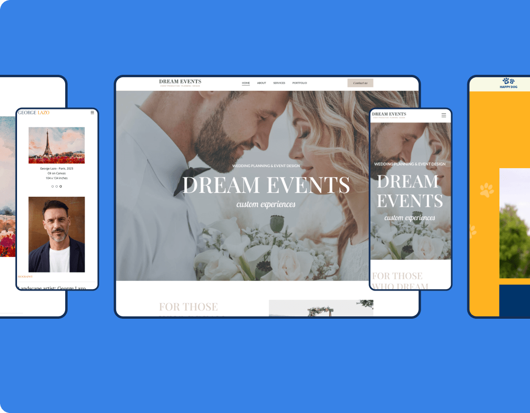 event planner website on desktop and mobile format