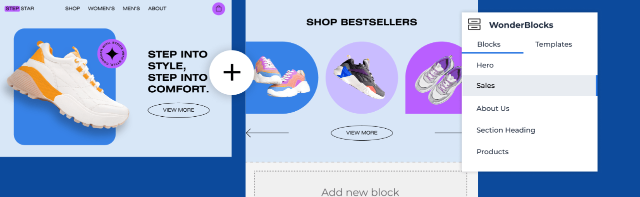 Image of user selecting different options using WonderBlock