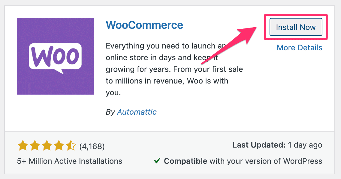 Installez le plugin WooCommerce pour WordPress.