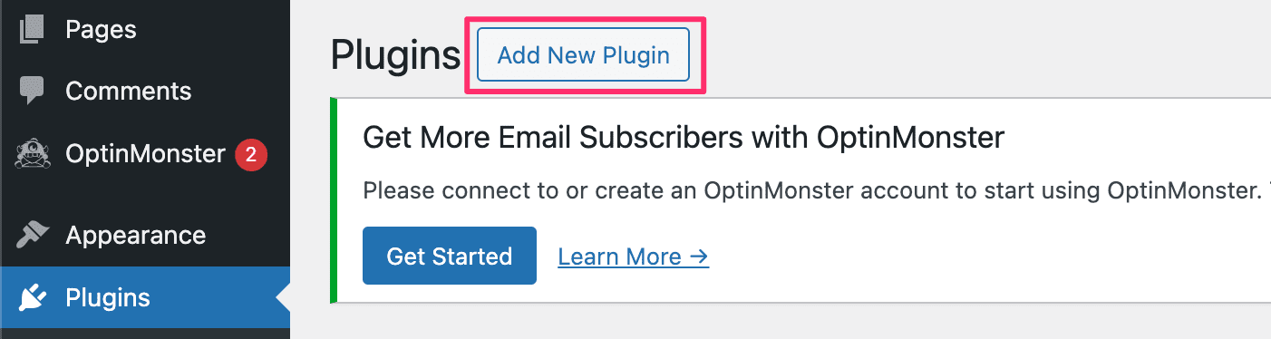 Naviguez jusqu'à vos plugins WordPress.