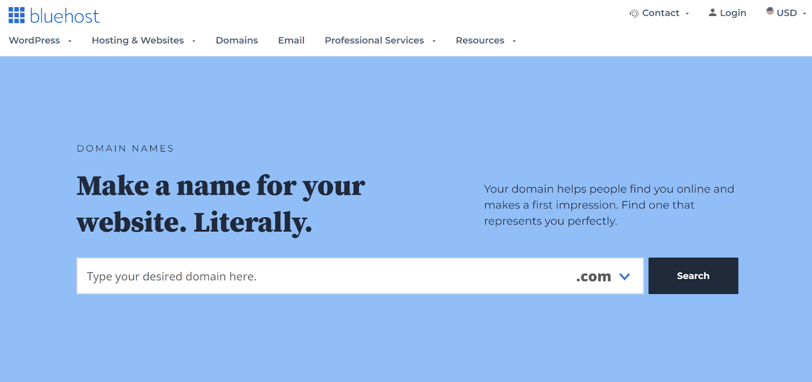 Veillez à acheter vos domaines auprès d'un bureau d'enregistrement de confiance comme Bluehost.