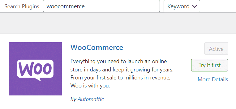 Installer le plugin WooCommerce