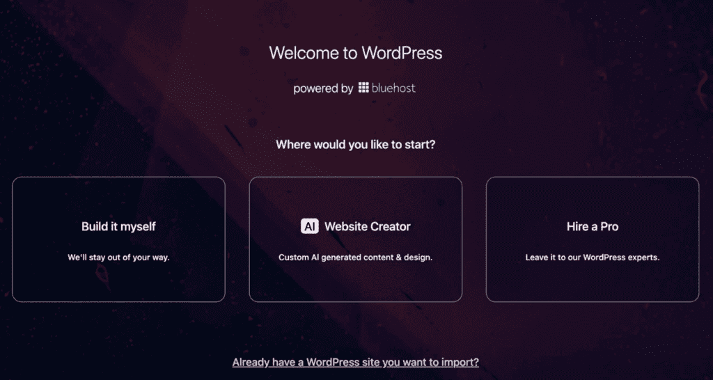 Bluehost AI builder
