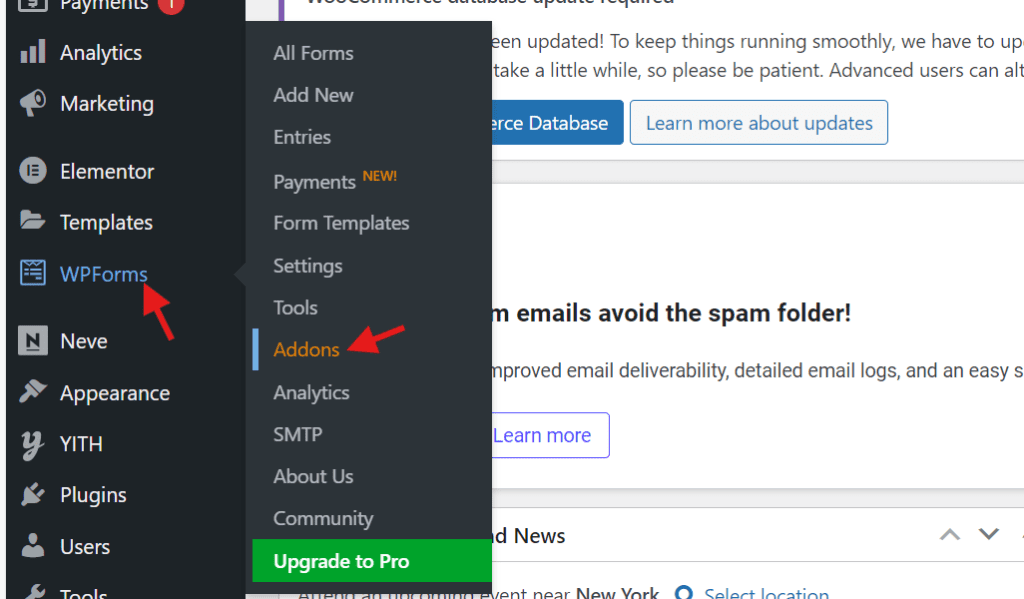 naviguer vers WPForms » Addons