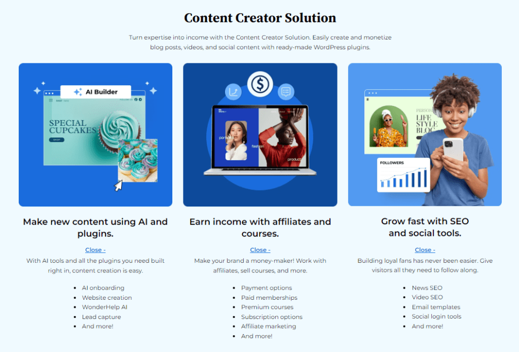 Solution Bluehost Content Creator