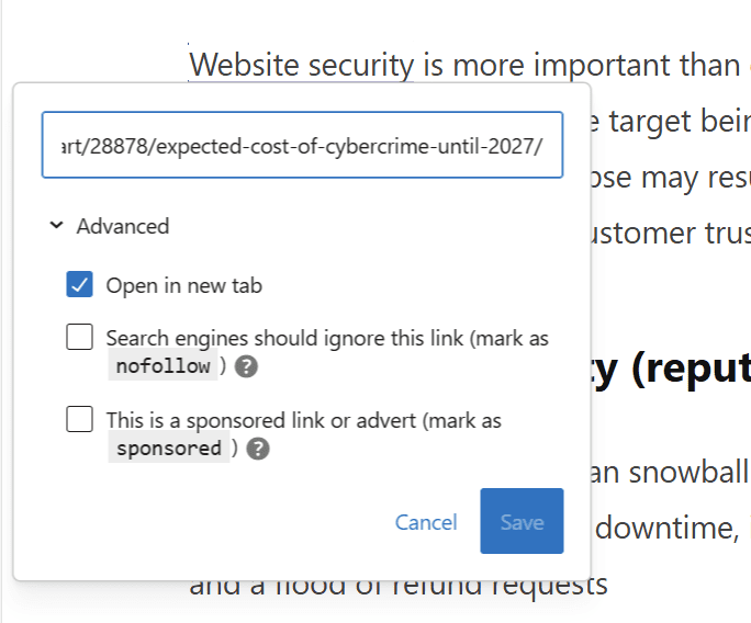 Mise à jour des liens internes et externes sur WordPress